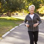elderly woman running after weight loss
